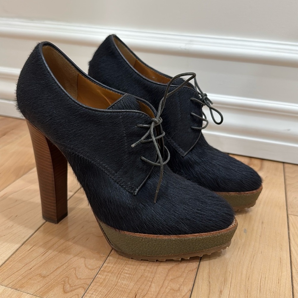 Ralph Lauren Purple Label- Calf Hair & Leather Heel booties